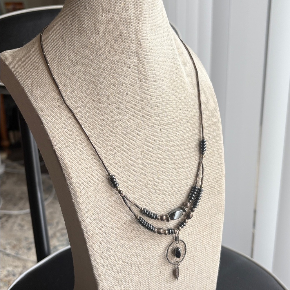 Hematite Dreamcatcher Beaded Necklace - Picture 2 of 5
